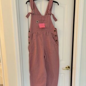 Lucy & Yak Easton Oversized Dungarees in Dusty Rose Pink